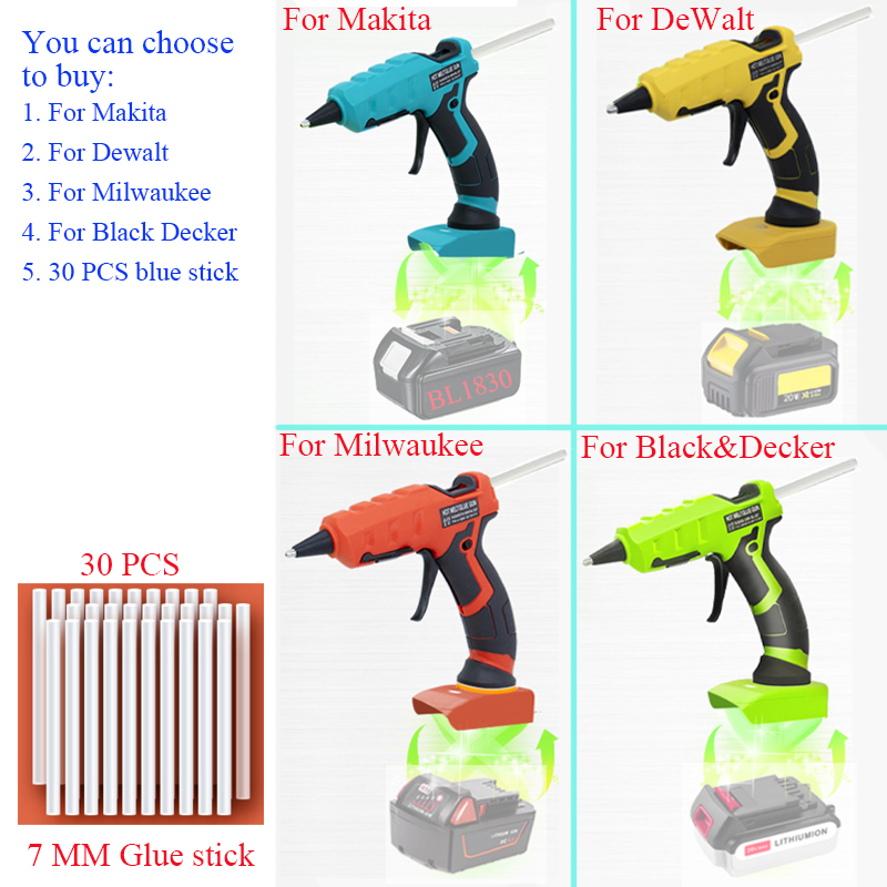 Hot Melt Glue Gun Cordless - 50W 무선 글루건 마키타용 디월트용 밀워키용