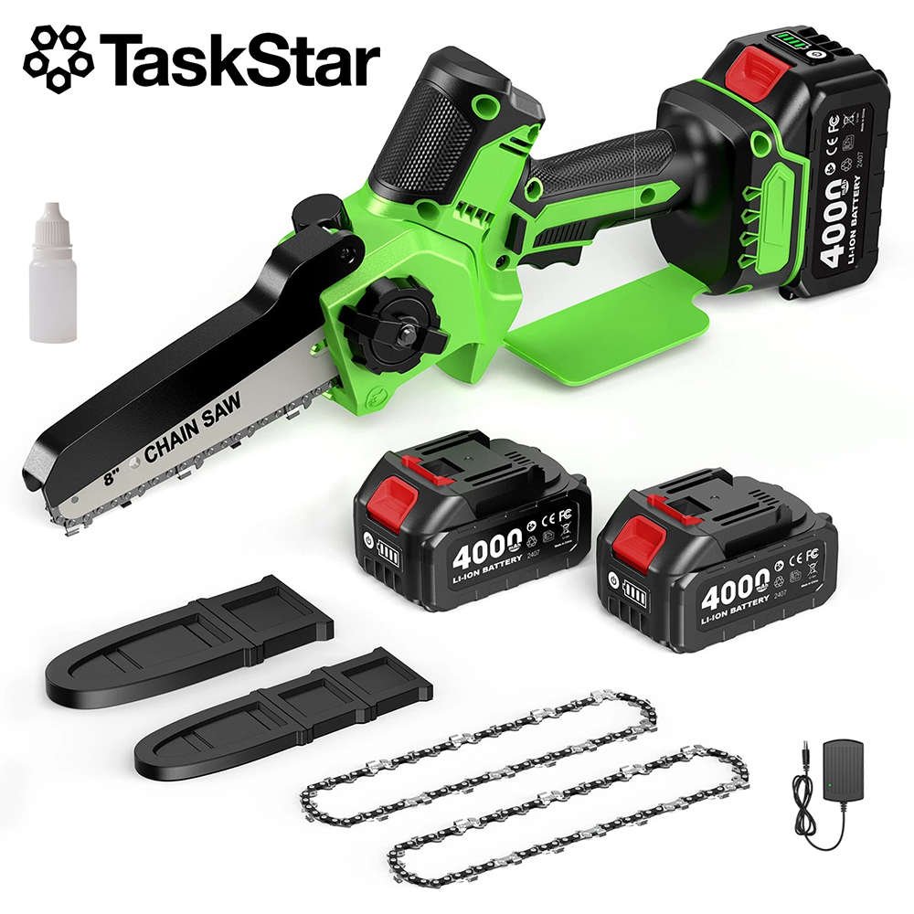 Mini Electric Chainsaw 6 Inch - TaskStar 6&8인치 무브러시 휴대용 전기 체인톱,