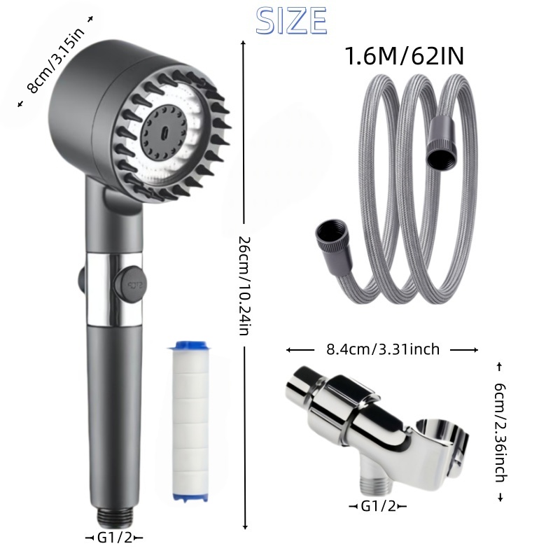 3가지 색상(검정/회색/검정-보라)의 중간 크기 샤워기 - Plumbing 리뷰 및 가격